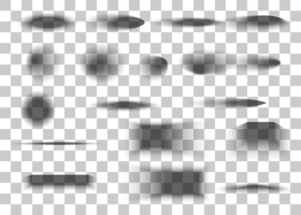 Vector shadows isolated. Set of shadow effects on a transparent background. Collection of vector drop shadows of wall and floor. You can use them in your illustrations and art projects