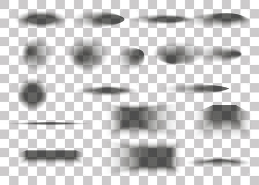 Vector shadows isolated. Set of shadow effects on a transparent background. Collection of vector drop shadows of wall and floor. You can use them in your illustrations and art projects