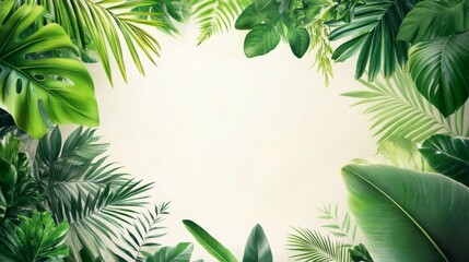 Tropical Greenery Frame Background