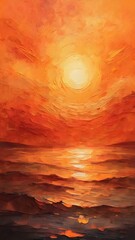 A bright sunset orange backdrop with a textured, painterly effect, capturing the warmth and intensity of a summer evening