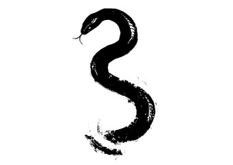 2025年巳年年賀状素材水墨画風