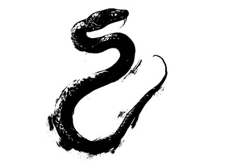 2025年巳年年賀状素材水墨画風