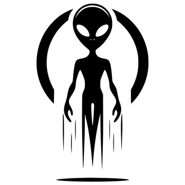 Alien silhouette vector with white background 