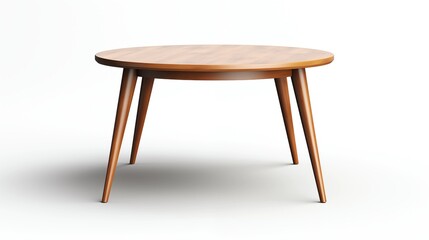 Fototapeta premium 3d render of round wooden dining table isolated on a white background. showcasing minimalist design and craftsmanship, ideal for advertising furniture or interior decor themes