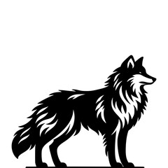 Wolf vector silhouette isolated on white background 