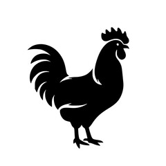 Chicken vector silhouette isolated on white background 