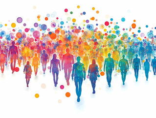 Flat Floating Voter Demographic Bubbles: Close-Up of Holographic Bubbles Representing Diverse Voter Groups, Sized by Population, with Detailed Information - Vector Illustration for Targeting Strategy 