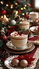 Christmas eggnog on a decorated Christmas table, ai generated