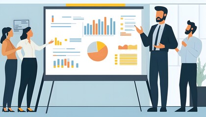 Fototapeta premium Business Presentation with Charts and Graphs