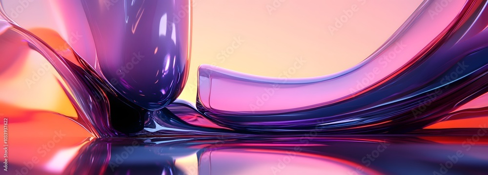 Poster 1. a sleek, modern display featuring a futuristic background with abstract shapes