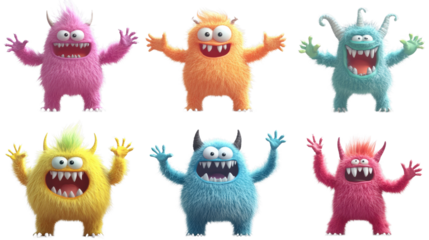 A playful cartoon monster with bright colors and a friendly smile