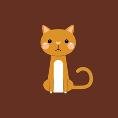 A cute cat is sitting. Cute kitten in cartoon style. Vector illustration for postcard, banner, web, design, arts.