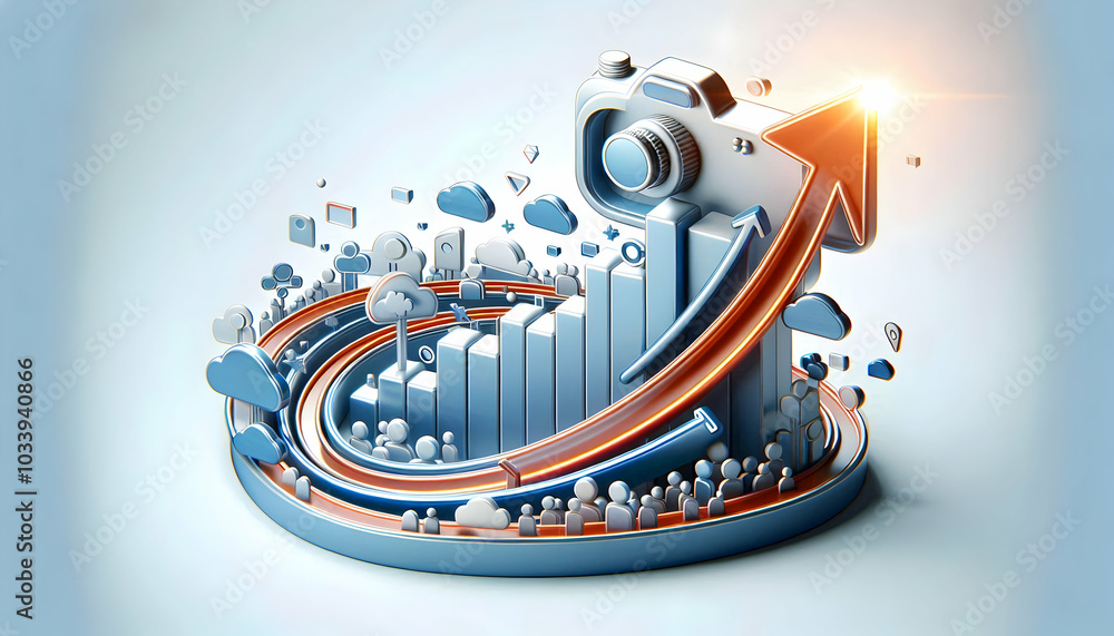Poster 3d glossy light trails on white background - dynamic motion blur with copy space for esg business in