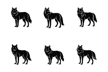 Wolf Icon Set Silhouettes and Vector Art Collection