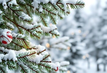 Christmas tree branches snow background of copy space, Christmas tree branches background
