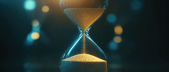 An hourglass with flowing sand, symbolizing the passage of time and its significance.
