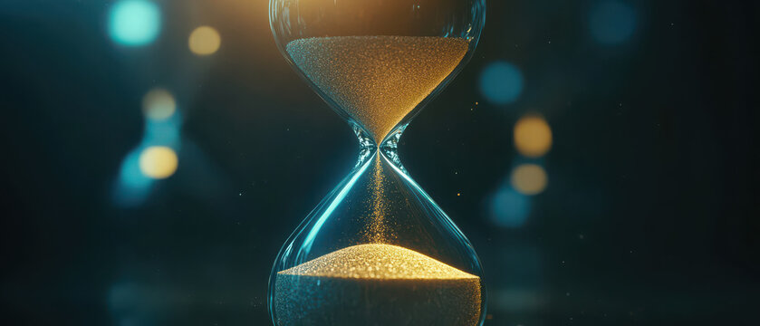 An hourglass with flowing sand, symbolizing the passage of time and its significance.