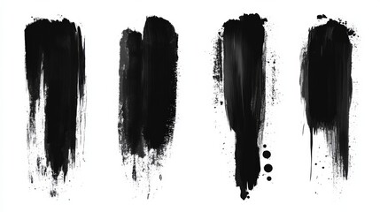 Black Brush Strokes on White Background