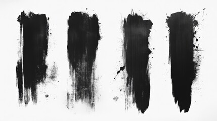 Abstract Black Brush Strokes on White Background