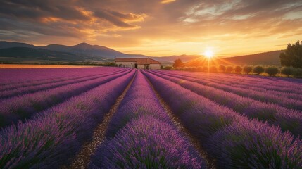 Obraz premium serene view of lavender fields in Provence,