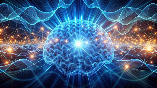 Abstract patterns of light illuminating brainwaves