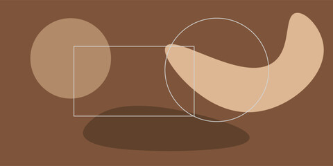 llustration of pastel minimal background. Abstract shapes with dark and bright brown colours.