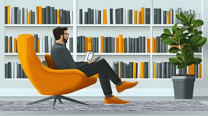 Remote worker in a cozy home office with ergonomic furniture and advanced communication tools