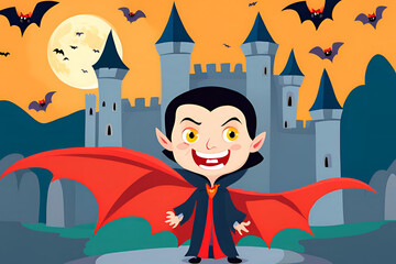 A vampire with glowing red eyes