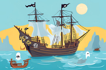 A ghost ship in the sea