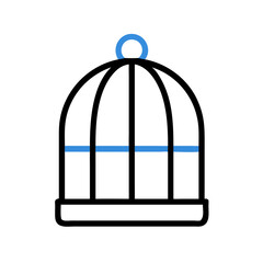 Birdcage Icon in Blue and Black Minimalist Style