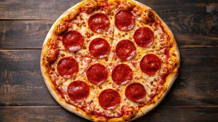 Delicious Pepperoni Pizza on Rustic Wooden Table