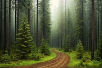 Fototapeta premium Pine tree forest landscape woodland outdoors.