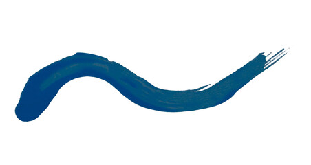 Isolated blue brush stroke on transparent background.