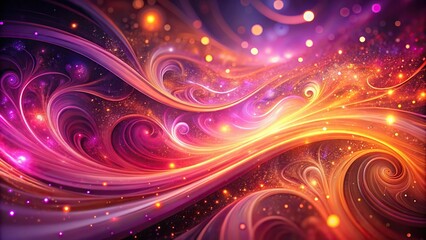 abstract pink purple swirls orange accents sparkling particles