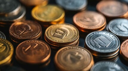 Stacked Coins of Ruble Currency for Financial Concepts