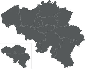 Vector blank map of Belgium with regions, provinces and administrative divisions. Editable and clearly labeled layers.