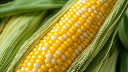 Close-Up of Fresh Corn with Husks
