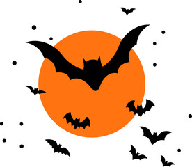 Spooky Bat Silhouette Against Full Moon
