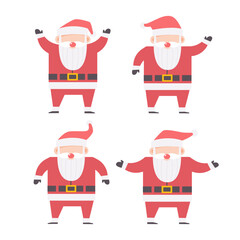 Set of santa claus with christmas costume . Cartoon character . Flat design . Vector .