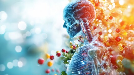 Human Anatomy with Healthy Living Concept