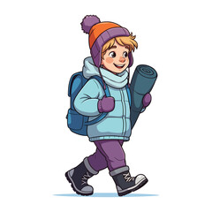 Cute Backpacker Prepared for Cold Weather Adventure