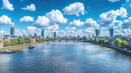 Obraz premium breathtaking panoramic shot of the River Thames as it flows through London