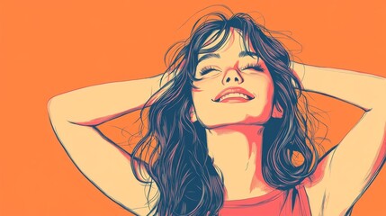 Joyful Woman in Pop Art Style