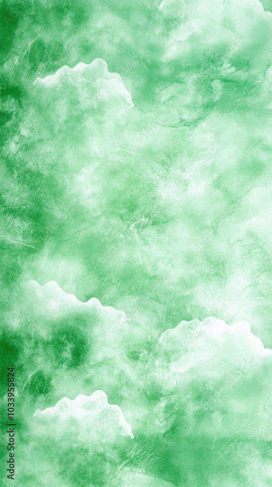 Poster soft, textured green background with subtle cloud like patterns creates calming and serene atmospher