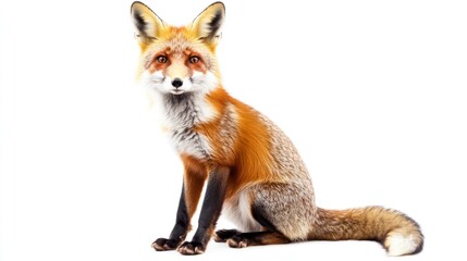 Obraz premium Red Fox Sitting Isolated