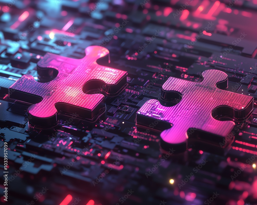 Poster Futuristic visualization of API integration concept