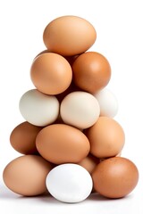 Fresh mixed brown and white eggs, organic food and healthy nutrition