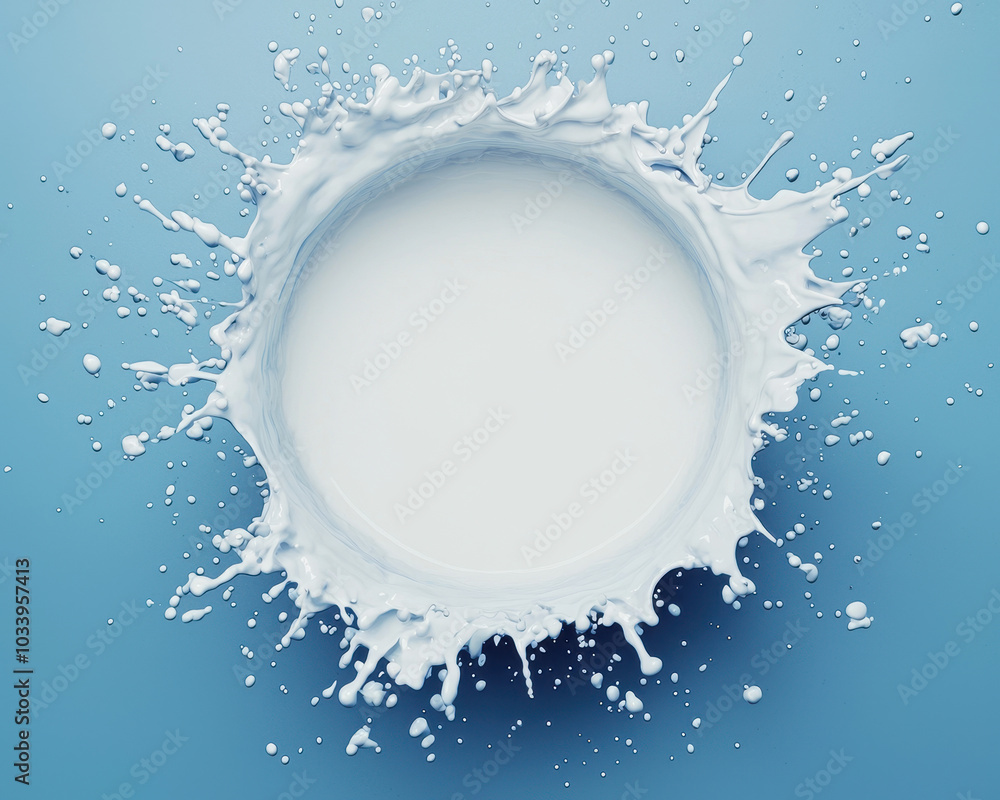 Aufkleber Dynamic splash of milk on a blue background a captivating visual representation of fluidity and motion in food photography