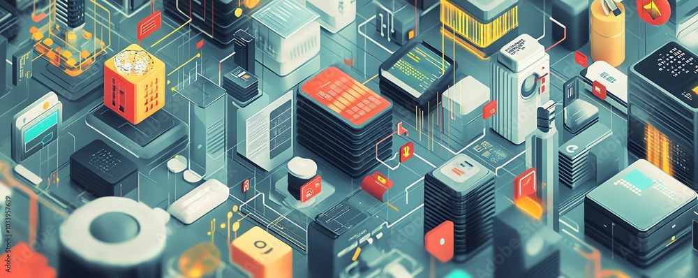 Leinwandbilder illustration of a diverse data ecosystem, showcasing databases, realtime data streams, and apis inte