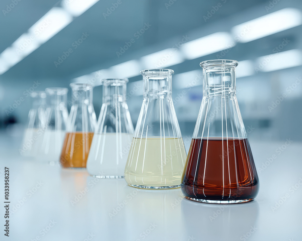 Poster exploring the colorful world of chemical reactions a series of laboratory flasks displaying various 